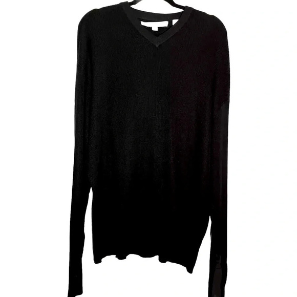 Pronto Uomo Men's Sweater Cotton Cashmere Size 2X V- Neck Bkack Lightweight - Picture 1 of 4